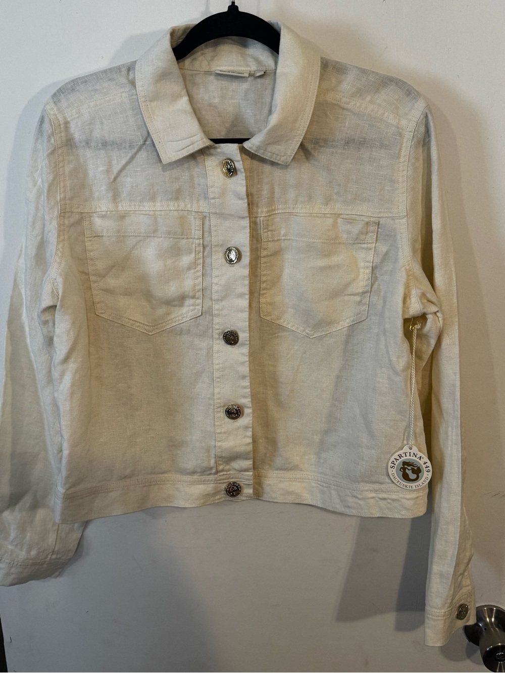 Spartina 449 Knox Button-Front Linen Jacket in Antique White- New With Tags
